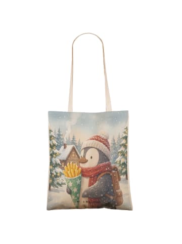 Mr. & Mrs. Panda Beuteltasche Pinguin Winter Pommes Design ohne ... in Weiß