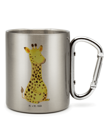 Mr. & Mrs. Panda Outdoor Kaffeebecher Giraffe Zufrieden ohne Spruch in Silber