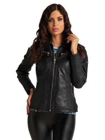 Carlo Colucci Lederjacke Basic in Schwarz