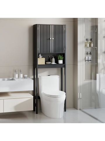 COSTWAY Toilettenschrank 60 x 23 x 168 cm in Schwarz