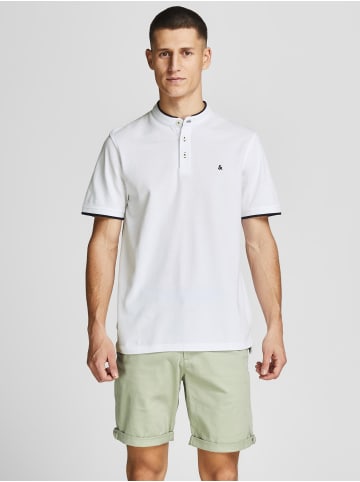 Jack & Jones Polo T-Shirt Pique Kurzarm Basic Hemd JJEPAULOS in Weiß