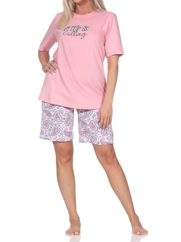 NORMANN Schlafanzug Shorty kurzarm paisleyprint Übergrößen in pink