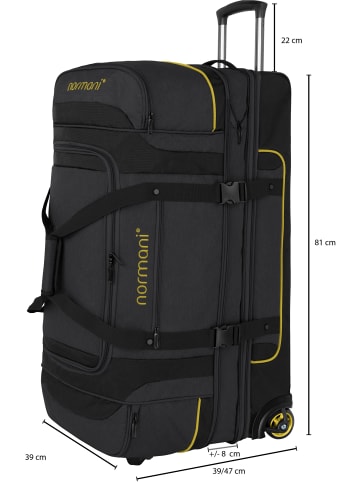 normani Reisetrolley 120-150 L mit Kleidertaschen in Schwarz/Gelb