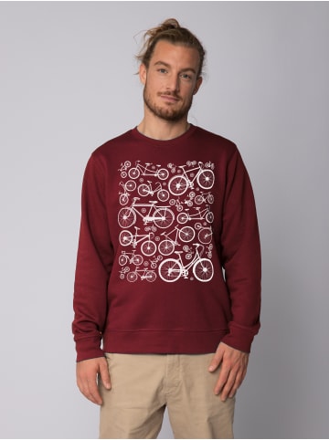 wat? Apparel Sweatshirt Fahrräder in Weinrot