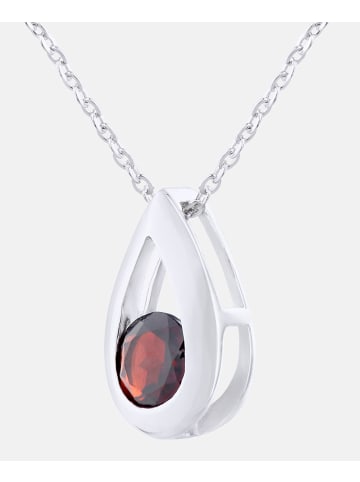 Diamant L'éternel Halskette mit Anhänger aus 375 Weißgold mit Granat