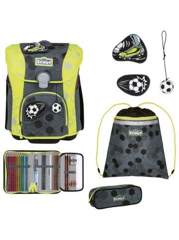 Scout Micro Superflash Extreme Schulranzen-Set 4-tlg. Soccer Star in grau