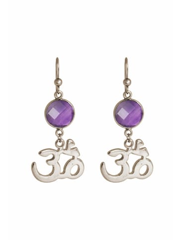 Gemshine Ohrringe YOGA Meditation Ohm Amethysten in silver coloured