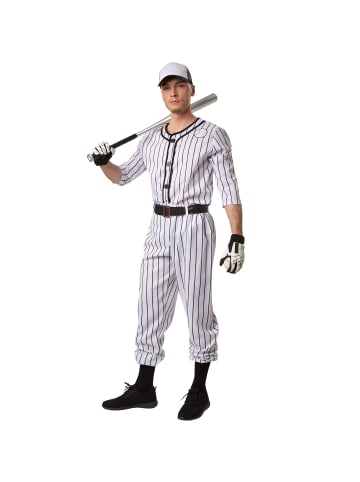 tectake Langärmeliges, gestreiftes Oberteil mit Knöpfen und aufgenähter Baseball-Appli
