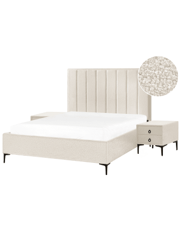 Beliani 4-tlg Schlafzimmer Set SEZANNE in Weiß/Schwarz 170x215x142 cm