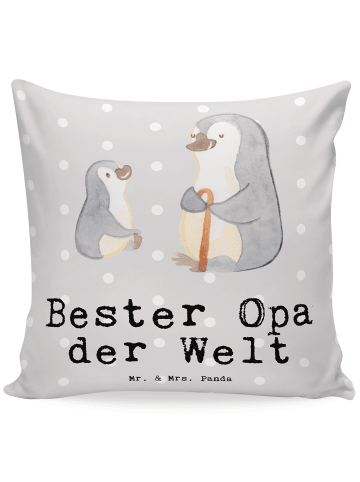 Mr. & Mrs. Panda 40x40 Kissen Pinguin Bester Opa der Welt mit Sp... in Grau Pastell