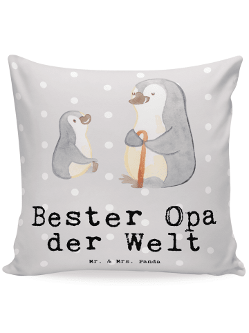Mr. & Mrs. Panda Sofakissen Pinguin Bester Opa der Welt mit Spruch in Grau Pastell