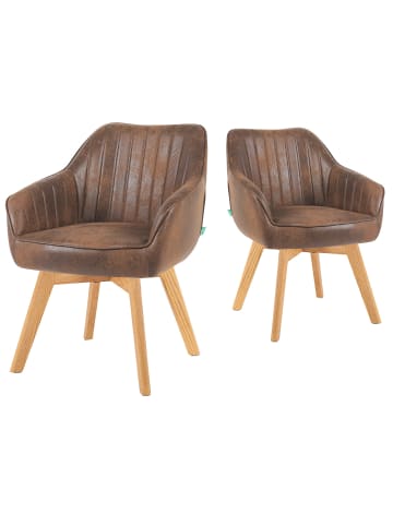 DUBI Möbel 2er-Set: Drehstuhl Mika-Jara in Braun - (B)60 x (H)82 x  (T)61 cm