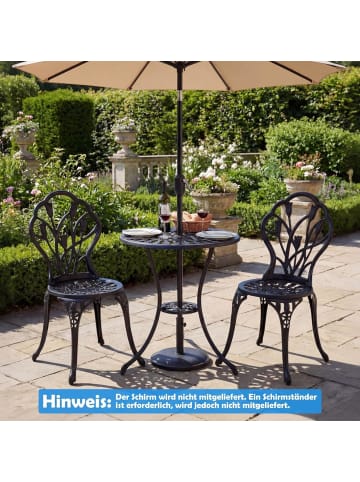COSTWAY 3 tlg. Bistroset Aluminiumguss Gartenmöbel in Schwarz
