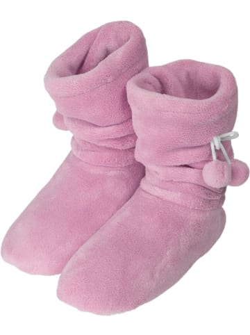 normani Damen-Fleece-Hausschuhe mit Bommeln in Rosa