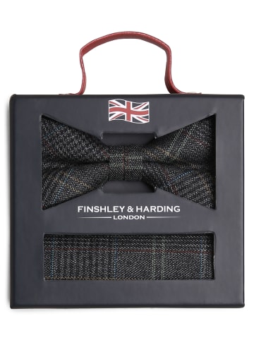 Finshley & Harding London Fliege und Einstecktuch in schwarz anthrazit