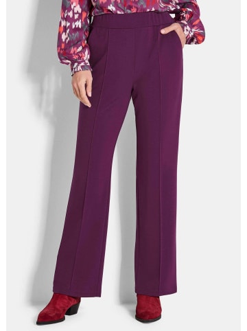 GOLDNER Kurzgröße:  Jerseyhose Weite Stoffhose VERA mit Biesen in beere