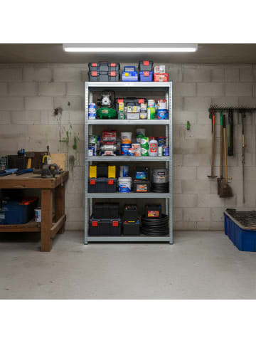 relaxdays Schwerlastregal in Silber - (B)100 x (H)200 x (T)60 cm