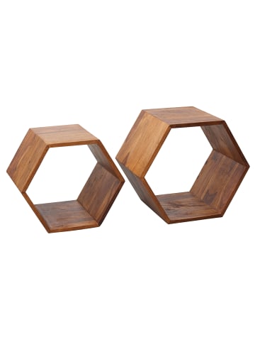 FineBuy Beistelltisch in Braun / Sheesham / 30x46x40