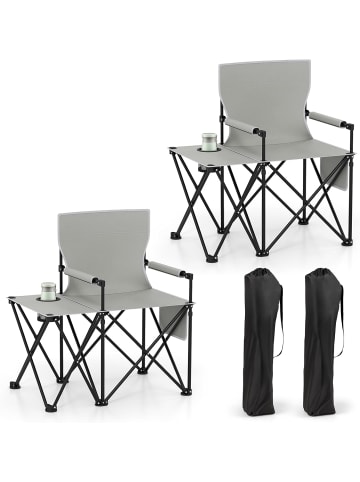 COSTWAY Campingstuhl faltbar 2er Set in Grau