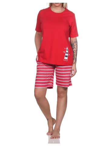 NORMANN kurzarm Schlafanzug Shorty Leuchtturm - 79100 in rot