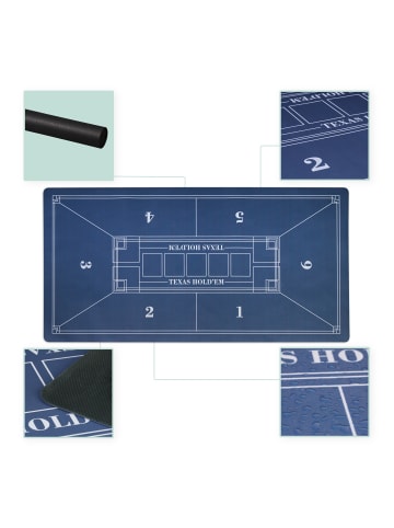 relaxdays Pokermatte in Blau - 120 x 60 cm