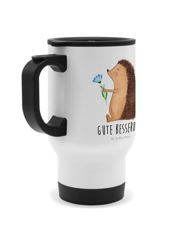 Mr. & Mrs. Panda Thermobecher To Go Igel Blumen mit Spruch in Weiß