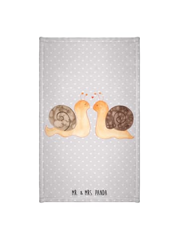 Mr. & Mrs. Panda Handtuch Gäste-WC Schnecken Liebe ohne Spruch in Grau Pastell