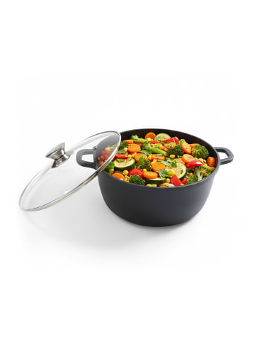 relaxdays Schmortopf in Schwarz - (H)12,5 x Ø28 cm