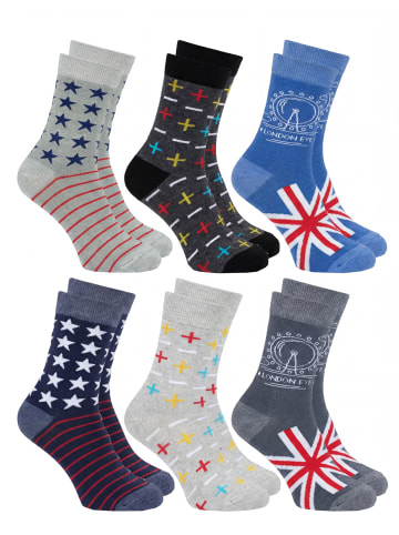 TupTam Kinder Socken Mädchen Jungen Bunt Gemustert 6er Pack in grau/rot