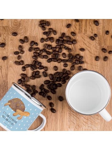 Mr. & Mrs. Panda Tasse Schildkröte MHerzieren mit Spruch in Blau Pastell