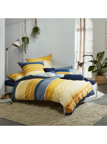 Erwin Müller Fein Biber Kissenbezug in blau-ocker