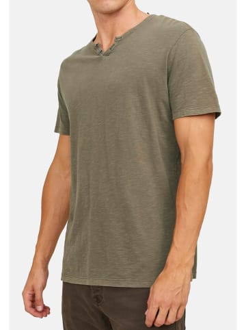 Jack & Jones T-Shirt Split in Weiß / beige / grün