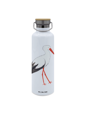 Mr. & Mrs. Panda Wasserflasche Storch ohne Spruch in Weiß