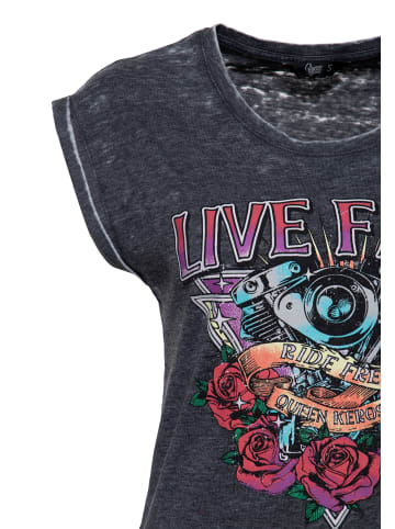 Queen Kerosin Queen Kerosin T-Shirt Live Fast in anthrazit