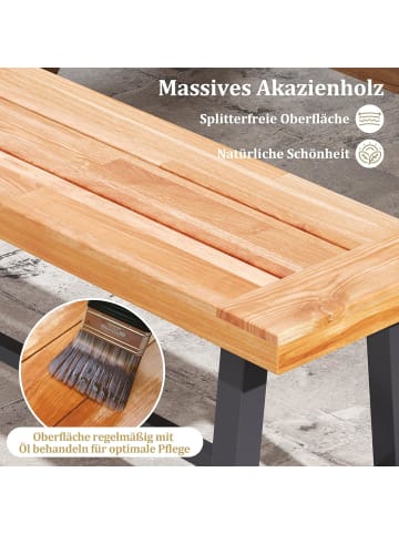 COSTWAY 2er Set Gartenbank 160 x 32 x 45 cm in Hellbraun