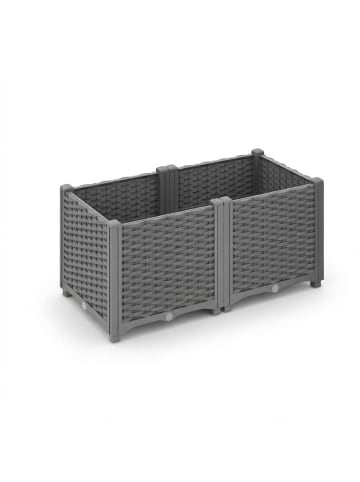 relaxdays Pflanzkübel in Grau - (B)80 x (H)38 x (T)40 cm