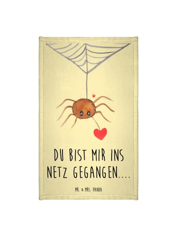 Mr. & Mrs. Panda Gästehandtuch Spinne Agathe Liebe mit Spruch in Gelb Pastell