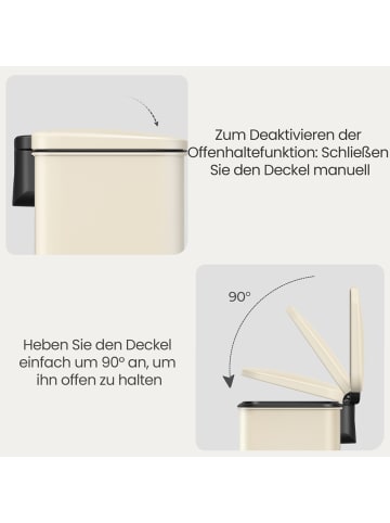 SONGMICS Mülleimer Plushic in Beige - (B)32.1 x (H)55.7 x (T)34.8 cm - 40 L