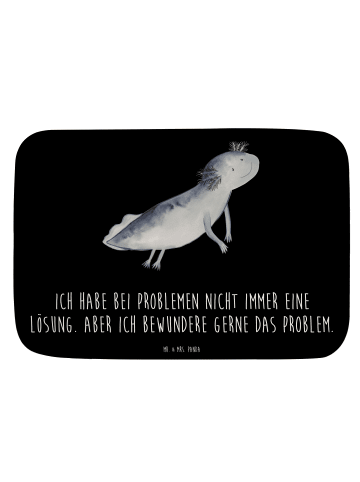 Mr. & Mrs. Panda Duschvorleger Axolotl Schwimmen mit Spruch in Schwarz
