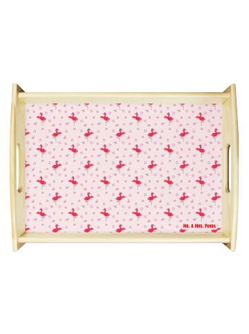 Mr. & Mrs. Panda Servier Tablett Flamingo Yoga ohne Spruch in Rosa
