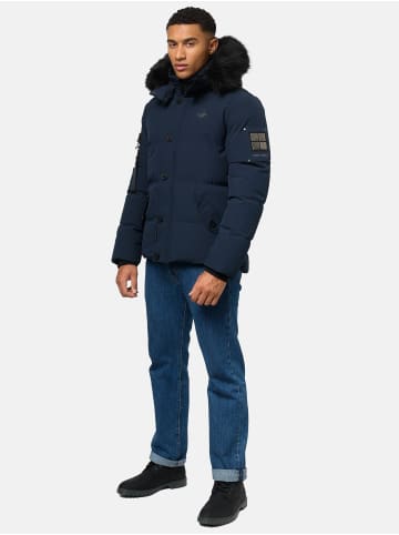 STONE HARBOUR Winterjacke Halvaar in Navy mit schwarzem Fell