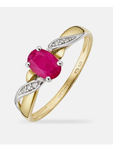 Diamant L'éternel Ring, mit Rubin, 375 Gelbgold