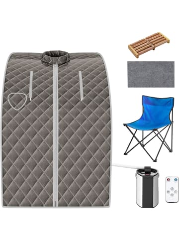 COSTWAY 3L Mini Dampfsauna mit Fernbedienung in Grau