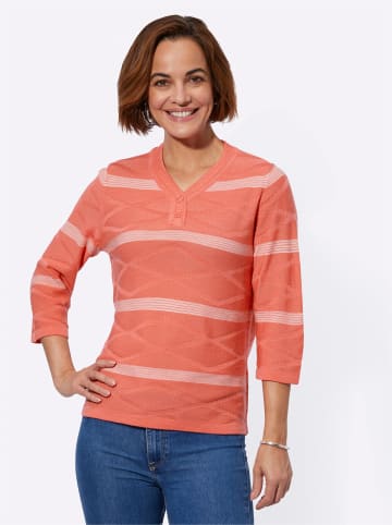 WITT WEIDEN Feinstrickpullover in grapefruit-ecru-gemustert