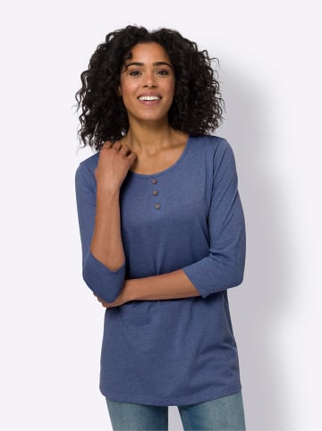 Sieh an! Longshirt in royalblau-meliert
