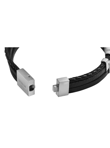 Adeliás Unisex Armband – Lederarmband aus Leder 21 cm in schwarz