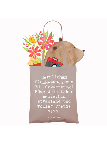 Mr. & Mrs. Panda Einkaufstasche Spruch 70. Geburtstag Glückwünsc... in Braun Pastell
