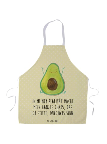 Mr. & Mrs. Panda Kochschürze Avocado Glücklich mit Spruch in Gelb Pastell