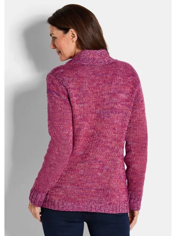 GOLDNER Langarm Melange-Cardigan, flauschig in beere / gemustert