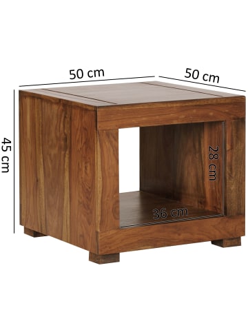 FineBuy Couchtisch in Braun / Sheesham / 50x50x45